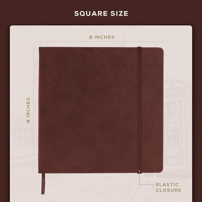 Beechmore Books 8x8 Square Mixed Media Sketchbook 160 GSM/98lb, Gift Box - color: Chestnut Brown, size: Square - 8" x 8"