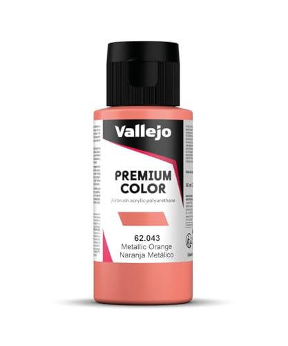 Vallejo - Premium Color RC Metallic Orange 2.02 Fl.Oz. (60 ml) for Airbrushing, Acrylic-Polyurethane Hybrid Resin of Great Resistance Paint for Model and Hobby Use - style: Metallic Orange