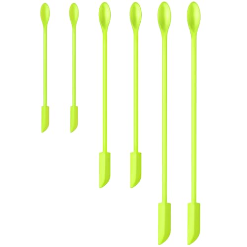 Silicone Spatula Set 6Pcs, Mini Jar Scraper for Makeup & Food | Mini spatulas reach every last drop in jars and bottles, reducing waste for food, cosmetics and personal care products. - color: Green