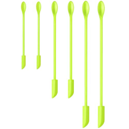Silicone Spatula Set 6Pcs, Mini Jar Scraper for Makeup & Food | Mini spatulas reach every last drop in jars and bottles, reducing waste for food, cosmetics and personal care products. - color: Green