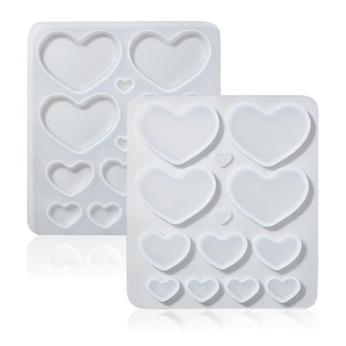 5 Pcs Jewelry Resin Molds - Silicone Heart Resin Casting Molds for Epoxy & Jewelry Making - color: 5pcs-135x120x8.5mm-heart resin silicone mold