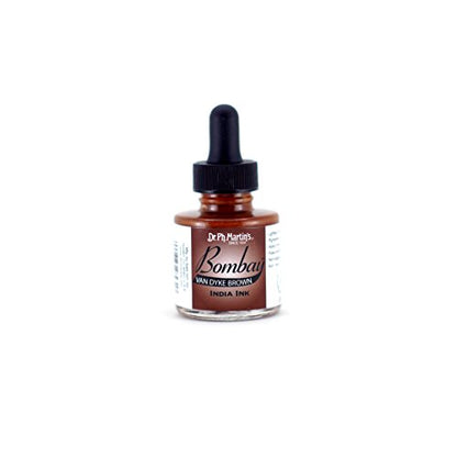 Dr. Ph. Martin's Bombay India Ink (23BY) Ink Bottle, 1.0 oz, Van Dyke Brown, 1 Bottle