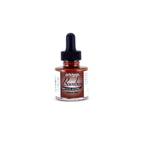 Dr. Ph. Martin's Bombay India Ink (23BY) Ink Bottle, 1.0 oz, Van Dyke Brown, 1 Bottle