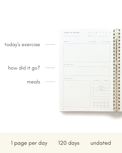 Kunitsa Co. Fitness Journal for Women - Track Workouts, Meals, and Weight Loss, Undated, Fits 120 Workouts, Brown, 6 x 8.5 Inches - color: Brown