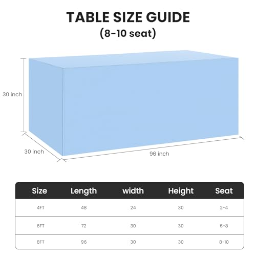 Ascoza 2 Pack Fitted Tablecloth for 8 Foot Rectangle Tables 96 x 30 Inch Blue Mist Table Covers Water Resistant Polyester Table Cloth for Wedding, Parties,Display, Trade Show (Blue Mist) - color: Blue Mist, size: 8FT