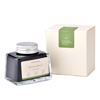Hongdian Fountain Pen Bottled Ink Green Oliver Color, 60ml Non Carbon Inkwell Bottle, Artist Calligraphy Ink - color: Green Oliver