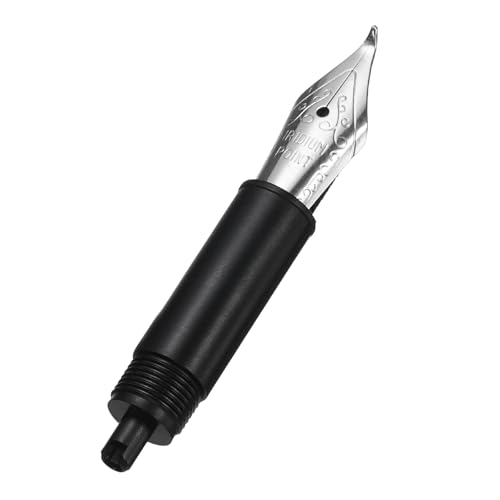 PATIKIL 1 mm Line Width Fountain Pen Nib Replacement, 304 Stainless Steel Special Spare Ink Dip Calligraphy Pen Nib with Thread for Drawing Writing Signing, Silver(Curved Tip)