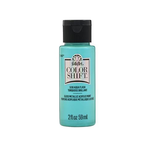 FolkArt Color Shift Acrylic Paint in Assorted Colors (2 ounce), Aqua Flash - color: Aqua Flash, size: 2 Fl Oz (Pack of 1), style: Color Shift