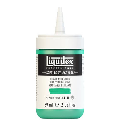 Liquitex Soft Body Acrylic Paint, 2-oz Bottle, Bright Aqua Green | Low Viscosity, Highly Pigmented, Satin Finish, Retains Subtle Brush Strokes, Great Surface Coverage, Highly Versatile - color: Bright Aqua Green, style: 2-oz Bottle