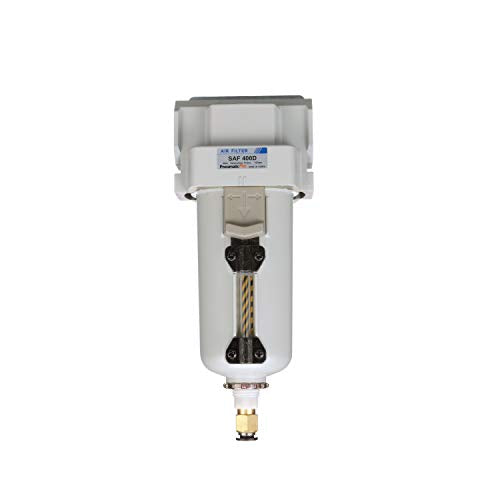 PneumaticPlus SAF400-N04BD-MEP Compressed Air Particulate Filter 1/2" NPT | 10 Micron Element, 211 SCFM, 1/2" NPT, Metal Bowl, Auto Drain, 250 PSI Max, Mounting Bracket Included - style: Metal Bowl - Auto Drain