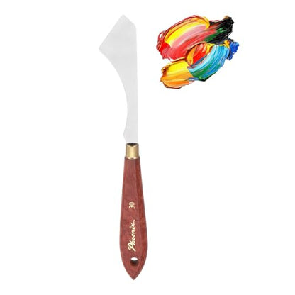 MECCANIXITY Pack of 1 Palette Knife No.30, 8.2" Long Palette Knives with Stainless Steel Flexible Spatula Pallet Knife and Wood Handle for Scraping, Mixing, Oil Acrylic Painting Canvas - style: No.30