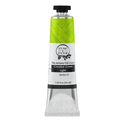 Tusc & Pine Artist Oil Paint - Cinnabar Green Light, 40 ml, Non-Yellowing, Rich & Creamy Consistency, Maximum Pigment Load, Small Batch Milled Oil Paints Made in the USA - color: Cinnabar Green Light, size: 1.35 Fl Oz (Pack of 1)