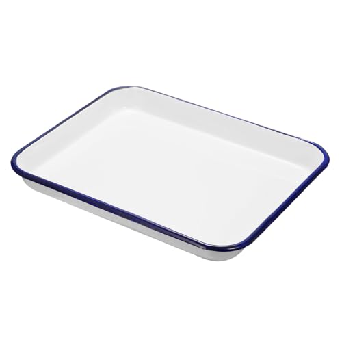 HARFINGTON Butcher Tray Palette 12" x 9.8" (30cm x 25cm) Metal Triple Enamel Coated Rectangular Tray Holder Artist Painter Painting Tool for Art Paint Acrylic Watercolor Mixing - size: 12" x 9.8"