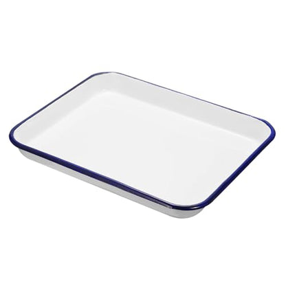 HARFINGTON Butcher Tray Palette 12" x 9.8" (30cm x 25cm) Metal Triple Enamel Coated Rectangular Tray Holder Artist Painter Painting Tool for Art Paint Acrylic Watercolor Mixing - size: 12" x 9.8"