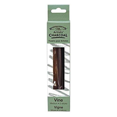 Winsor & Newton Artist Vine Charcoal Sticks, Medium, Black, Box of 3 Sticks | Carefully Selected for Uniformity Without Imperfections, For Artists' Use, Baked for Consistent Intensity - style: Box of 3