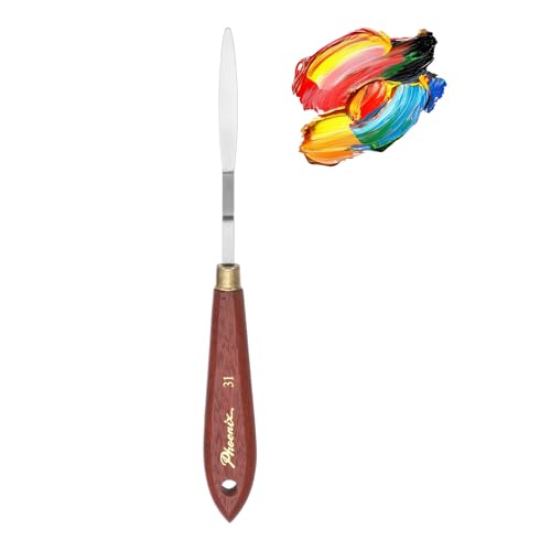 MECCANIXITY Pack of 1 Palette Knife No.31, 7.9" Long Palette Knives with Stainless Steel Flexible Spatula Pallet Knife and Wood Handle for Scraping, Mixing, Oil Acrylic Painting Canvas - style: No.31