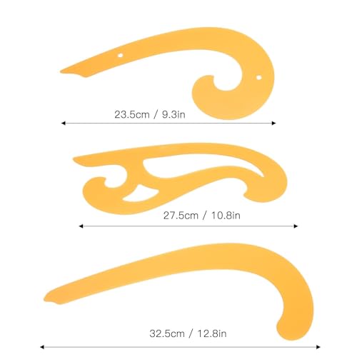 HERCHR French Curve Ruler for Sewing, 3PCS French Curve Set Curved Ruler Sewing Curve Template Reusable Drafting Templates for Designers, Students, Tailors, Comic Drawing