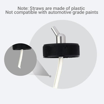 10pk 0.75oz Glass Airbrush Bottles, 30° Siphon with Silicone Caps | 10 glass jars with 30° siphon adapter, 10 silicone caps seal paint & block dust, fits Iwata/Master/Badger,easy-clean bulk set - size: G2P