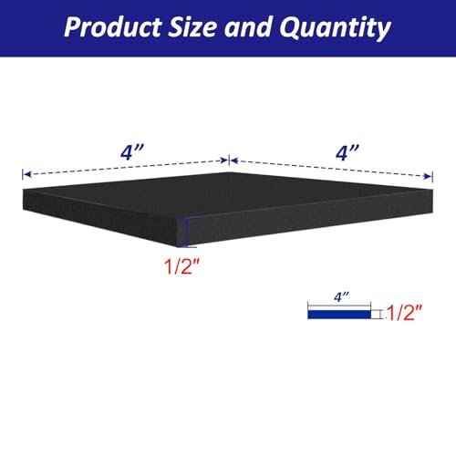 Foam Padding Sheets with Adhesive Backing - Self Stick Neoprene Insulation Foam,8PCS 1/2 Inch Thick X 4 Inch Long X 4 Inch Wide - Closed Cell Foam Sheet Square Pad (8) - size: 4 inch X 4 inch X 1/2 inch