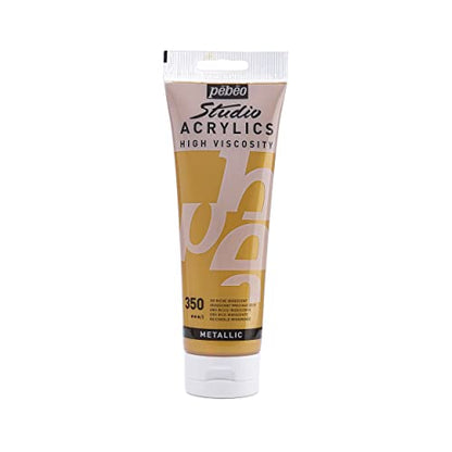 PEBEO Studio Acrylics High Viscosity, Fine Acrylic, 250 ml - Iridescent Rich Gold, 8.45 Fl Oz (Pack of 1), (169-350) - color: Iridescent Rich Gold, size: 8.45 Fl Oz (Pack of 1)