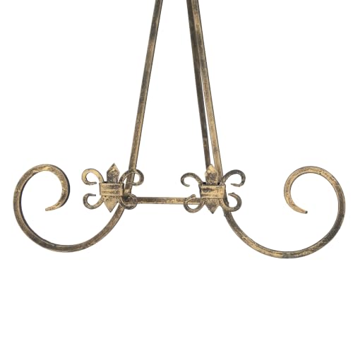 Deco 79 Metal Scroll Display Easel Tabletop Easel with Foldable Stand, Display Stand 11" x 10" x 14", Gold