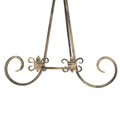 Deco 79 Metal Scroll Display Easel Tabletop Easel with Foldable Stand, Display Stand 11" x 10" x 14", Gold