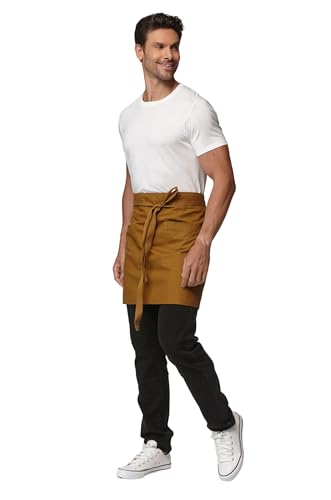 Waist Apron for Men Server Bistro Half 4251BY - color: Ginger, size: 1 Pack