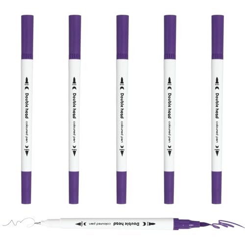 PATIKIL 6Pack Dual Brush Markers, Dark Purple Watercolor Fine and Brush Tips Pens Colored Marker Calligraphy Coloring Art Supplies Set for Coloring Book Illustration Sketching Journaling - color: Dark Purple