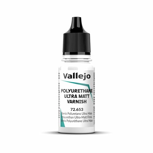 Vallejo - Polyurethane Varnish | Ultra Matt Finish 18 ml. (0.6 fl.oz.) | Extraordinary Hardness & Permanence | Create a Perfect Clear Coat | Scratch Resistant for Outdoor and Indoor Surfaces - style: Ultra Matt 18 ml. (0.6 fl.oz.)
