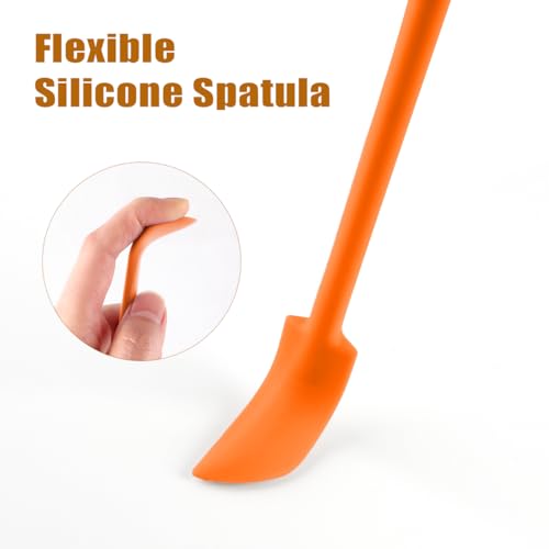 Silicone Spatula Set 6Pcs, Mini Jar Scraper for Makeup & Food | Mini spatulas reach every last drop in jars and bottles, reducing waste for food, cosmetics and personal care products. - color: Orange