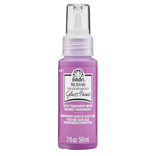FolkArt Murano Transparent Acrylic Glass Paint, Orchid, Perfect for Indoor and Outdoor Arts and Crafts Projects, 2 fl oz, 36536 - color: Transparent Orchid, style: Transparent