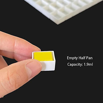 Empty Watercolor Pans, 20 Full (3ml) & 20 Half Pans (2ml) | Refillable Plastic Pans, White Paints Pans, Fits Metal Watercolor Tins, DIY Palettes, For Homemade Watercolors Soild Paints - style: 20Pcs Full Pans and 20Pcs Half Pans