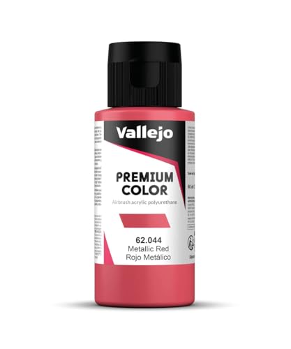 Vallejo - Premium Color RC Metallic Red 2.02 Fl.Oz. (60 ml) for Airbrushing, Acrylic-Polyurethane Hybrid Resin of Great Resistance Paint for Model and Hobby Use - style: Metallic Red