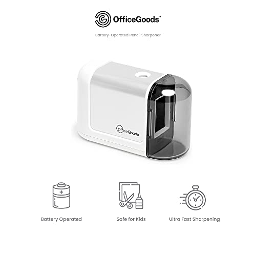 OfficeGoods Mini-Pro Electric Pencil Sharpener, Cordless, White - color: White