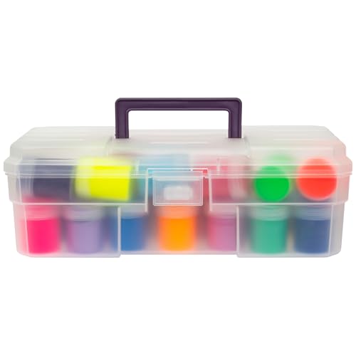 Akro-Mils 12-Inch ProBox Plastic Art Supply, Hobby or Craft Storage Toolbox, Model 09912CLPUR, (12" x 5-1/2" x 4"), Clear (Pack of 6) - size: 6 Pack