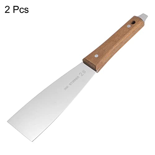 HARFINGTON 2pcs Painting Knives 60mm Width Shovel Mixing Palette Scraper with Wood Handle for Oil Paint Craft Spreading(2#) - size: 60mm