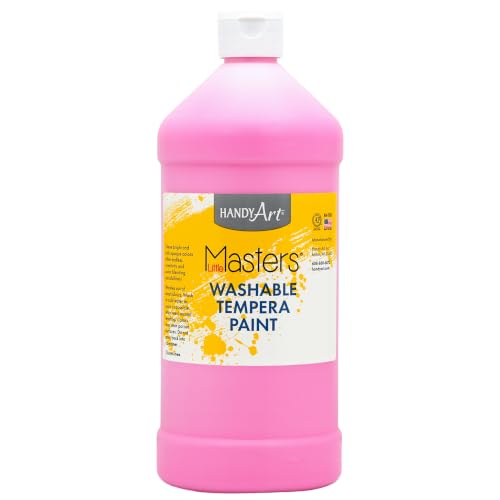 Handy Art Little Masters Washable Tempera Paint, Pink, 32 oz Bottle - color: Pink, size: 32 Fl Oz (Pack of 1)