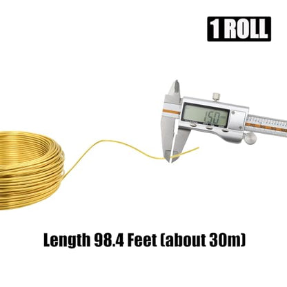 15 Gauge Aluminum Craft Wire, 98FT 1.5mm Gold Bendable Metal Wire | Anodized Jewelry Wire for Crafts, Jewelry Making, Floral Arranging, Sculpting, Armature, Bonsai, Wire Wrapping, Lightweight - size: 15, style: Gold