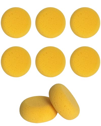 WAFJAMF 8 Pcs 3 Inch Round Painting Sponge Artist Pottery Clay Art Crafts | Synthetic reusable elasticity soft yellow sponges for acrylic watercolor face, ceramics sculpting, leather care & shoes - size: 8 Pcs