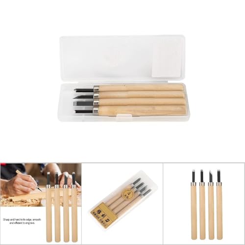 4-Piece Wood Carving Knife Set for Rubber Stamps, #1 | Steel Blades, Smooth Wooden Handles, Model 1 Sizes, 1.5 Mm Flat Round Corner, 2 Mm Oblique, Craft Projects - size: #3