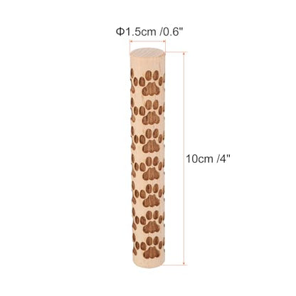 HARFINGTON Wood Clay Roller 4" Paw Print Pattern Rolling Pins Wood Rollers Pottery Tools Wood Grain Texture Rollers for Clay Baking Dough Playdough DIY - style: Paw Print
