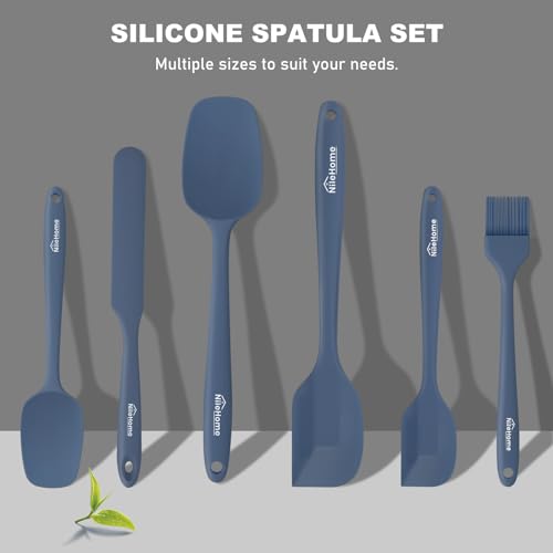 NileHome 6 Pieces Silicone Spatula Set with Silicone Brush,Haze blue - color: Haze blue