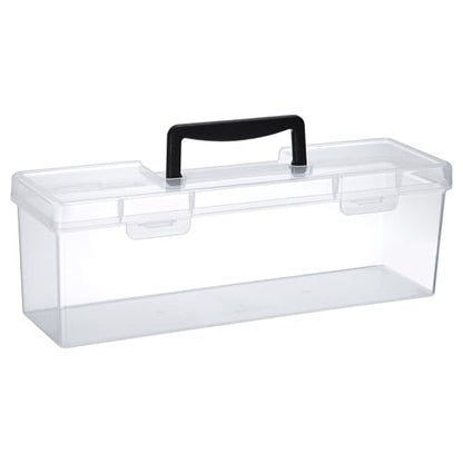 JUXYES 2 Pack Plastic Clear Acrylic Paint Storage Organizer Box with Handle - size: 2 Pack