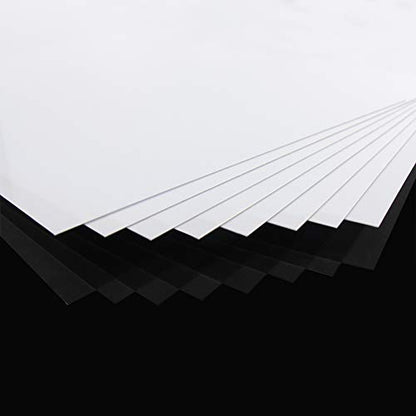 ABS0905 8pcs 0.5mm Thickness 200mm x 250mm White Sheets 9.84'' x 7.87'' x 0.02'' ABS Styrene Sheets for Model Train Layout New (0.5mm) - size: 0.5mm