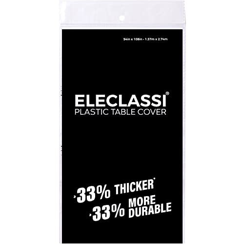 Eleclassi Black 12 Pack Premium Plastic Table Cloth Disposable Tablecloth 54 x 108 Inch - Black Plastic Tablecloths for Rectangle Tables Up to 8 Feet - color: Black, size: 12 Pack Rectangle