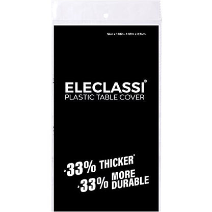 Eleclassi Black 12 Pack Premium Plastic Table Cloth Disposable Tablecloth 54 x 108 Inch - Black Plastic Tablecloths for Rectangle Tables Up to 8 Feet - color: Black, size: 12 Pack Rectangle
