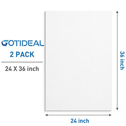 GOTIDEAL Stretched Canvases for Painting, 24x36 Inch Set of 2 - color: White, size: 24"x36"