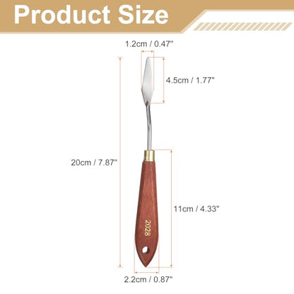 HARFINGTON Palette Knife Painting Tool 1.77" x 0.47" Stainless Steel Teardrop Blade 7.87" Length Spatula Painting Pallet Knives with Hole Beech Wood Handle for Oil Acrylic Canvas, Red/Silver - size: 7.87" x 0.47" x 1.77"