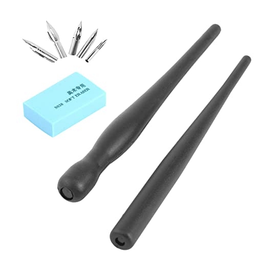 Manga Cartoon Comic Dip Pen Set,1 Set Drawing Painting Kit Tool with 2 Manga Pen Nib Holder & 5 Replacement Nibs & 1 Eraser for Comic Calligraphy, Art Supplies