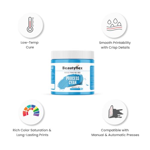 Process Cyan Screen Printing Ink, 16 oz Pint, Plastisol Ink - color: Process Cyan, size: 16 fl oz
